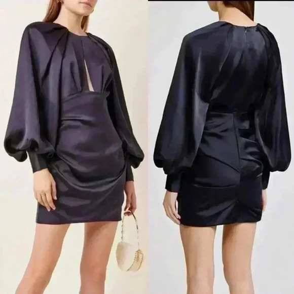 NWT - ACLER Paringa Satin Blouson Balloon Sleeve Size 4 Midnight - Navy Blue - Picture 14 of 15